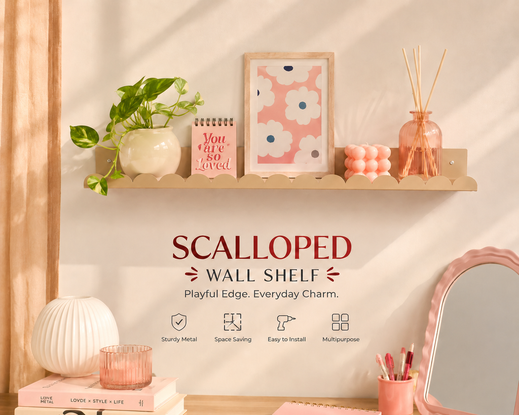Scalloped Metal Wall Shelf