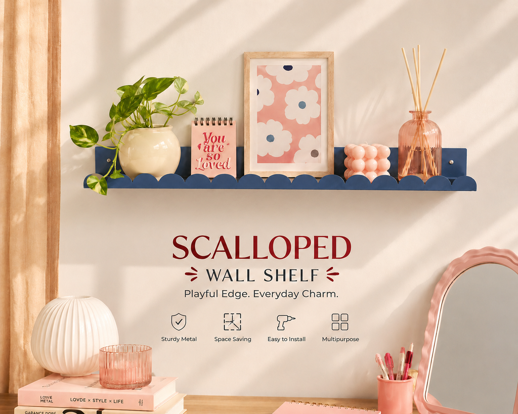Scalloped Metal Wall Shelf