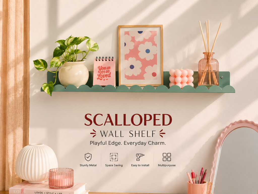 Scalloped Metal Wall Shelf