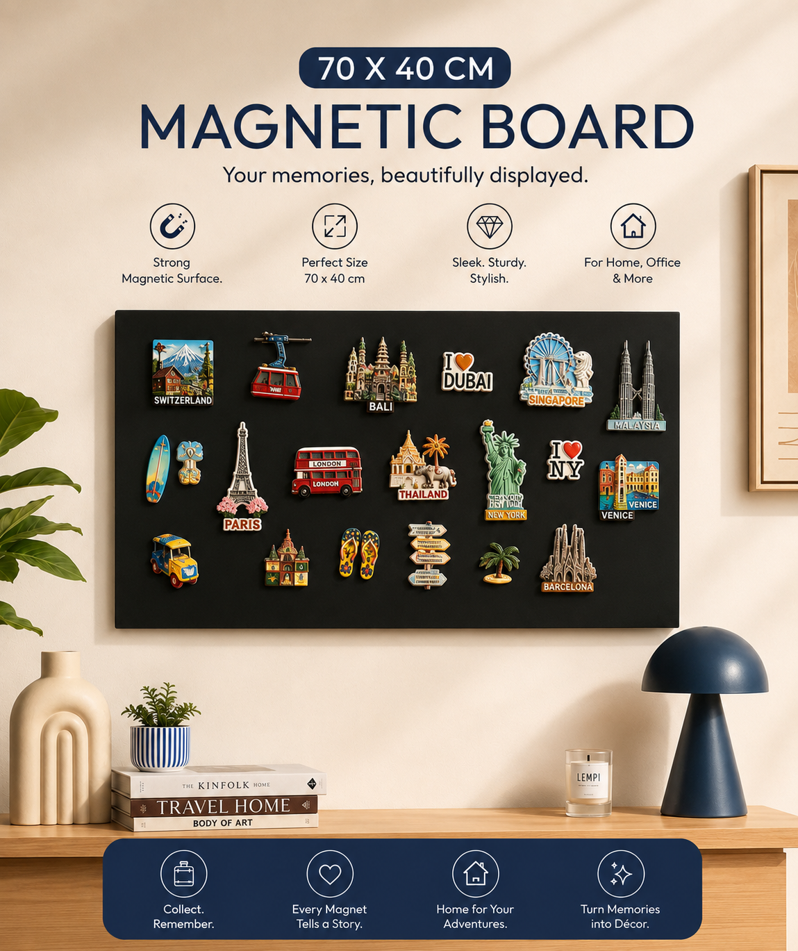 The Magnetic Moodboard |Vision Board | Metal Memo Board for Wall | Mood Board | Memory Board | Office & Home Organizer