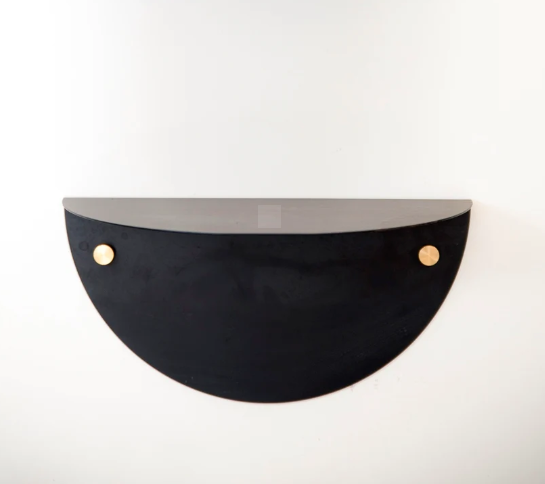 Half Moon Wall Shelf With Brass Caps - Set of 2